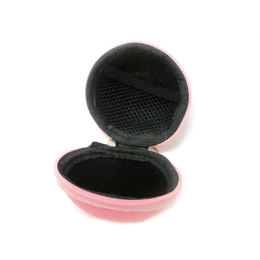 1 Pc Round Zipper Pouch Key Ring Chain Case Mini Purse Coin Change Wallet Bag