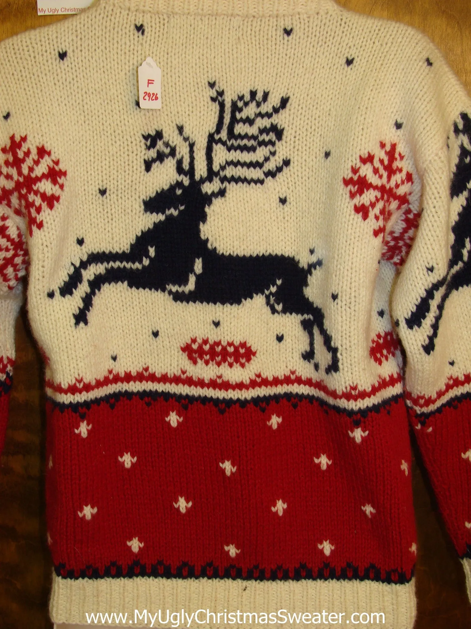 80s 2sided Leaping Reindeer Ugliest Christmas Sweater