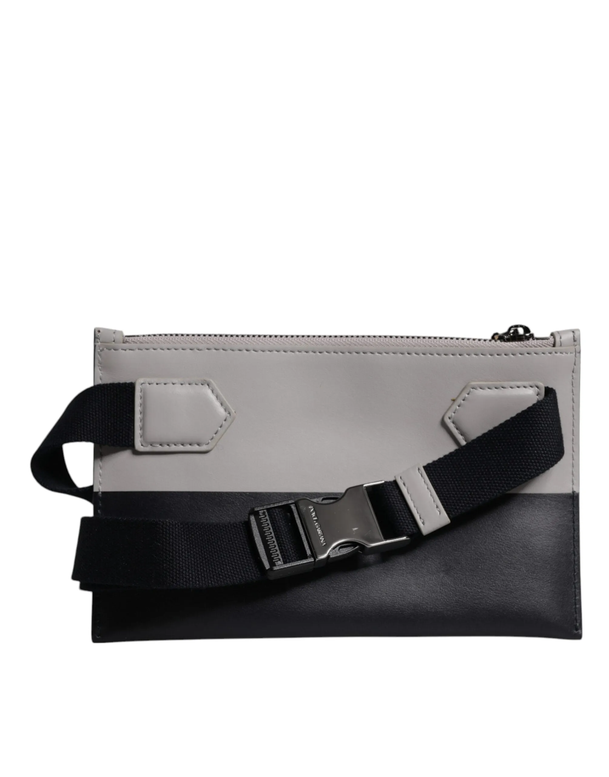 Black White Leather Logo Embossed Crossbody Bag