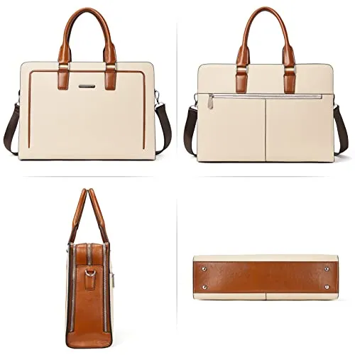 BOSTANTEN Women Genuine Leather Briefcase Tote Business Vintage Handbag 15.6" Laptop Shoulder Bag