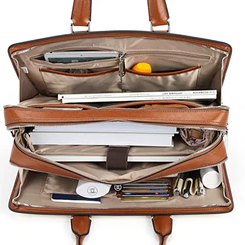 BOSTANTEN Women Genuine Leather Briefcase Tote Business Vintage Handbag 15.6" Laptop Shoulder Bag