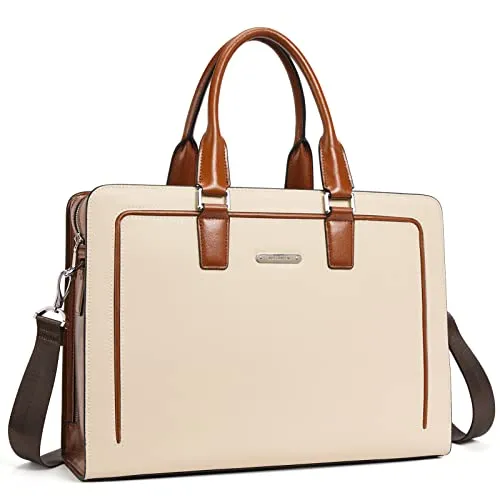 BOSTANTEN Women Genuine Leather Briefcase Tote Business Vintage Handbag 15.6" Laptop Shoulder Bag