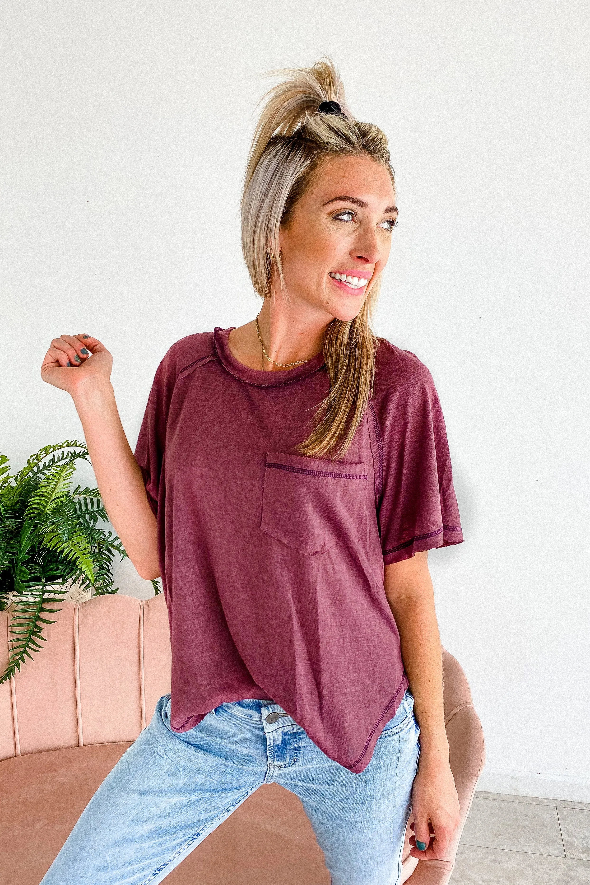 Camryn Berry Burnout Pocket Tee