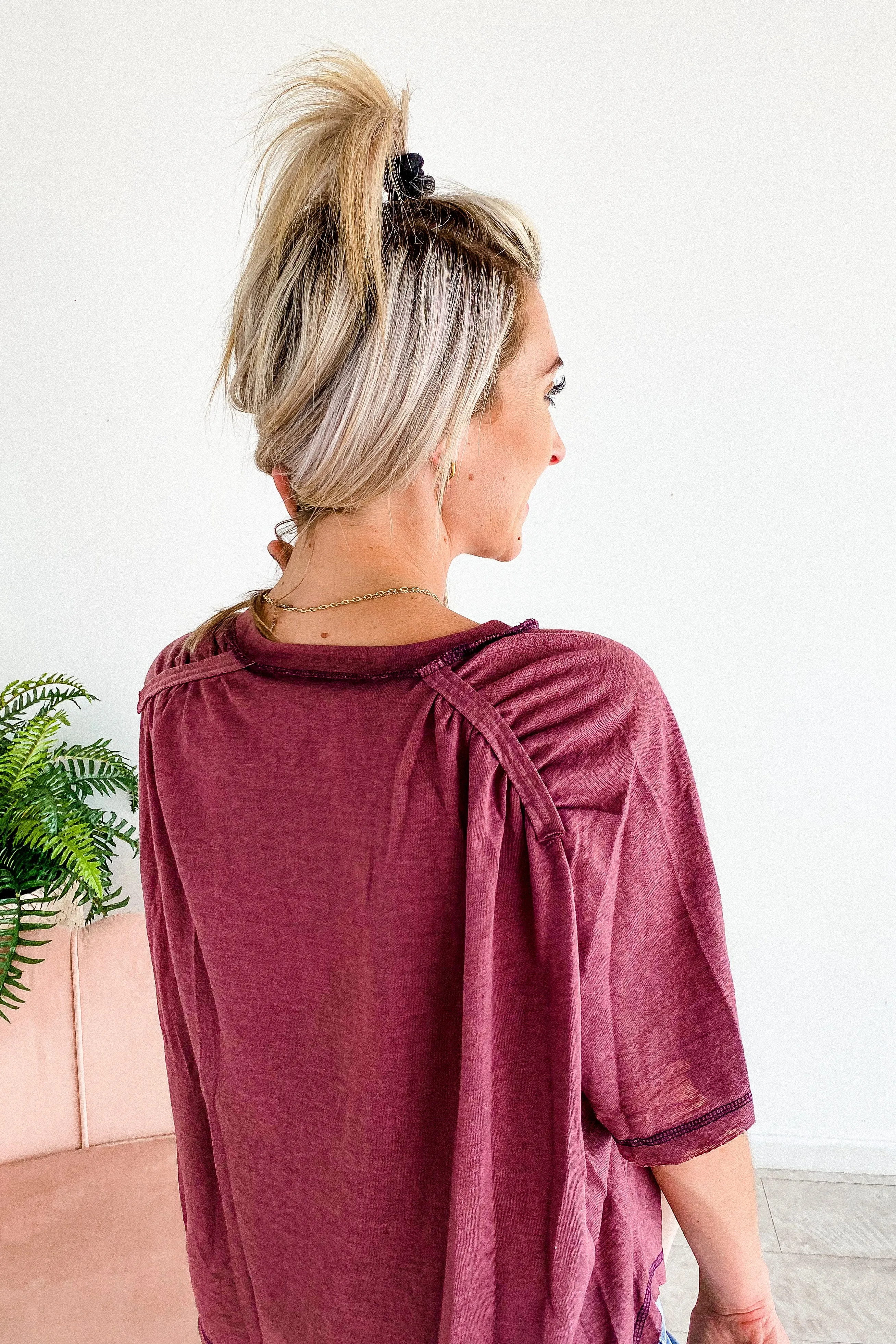 Camryn Berry Burnout Pocket Tee