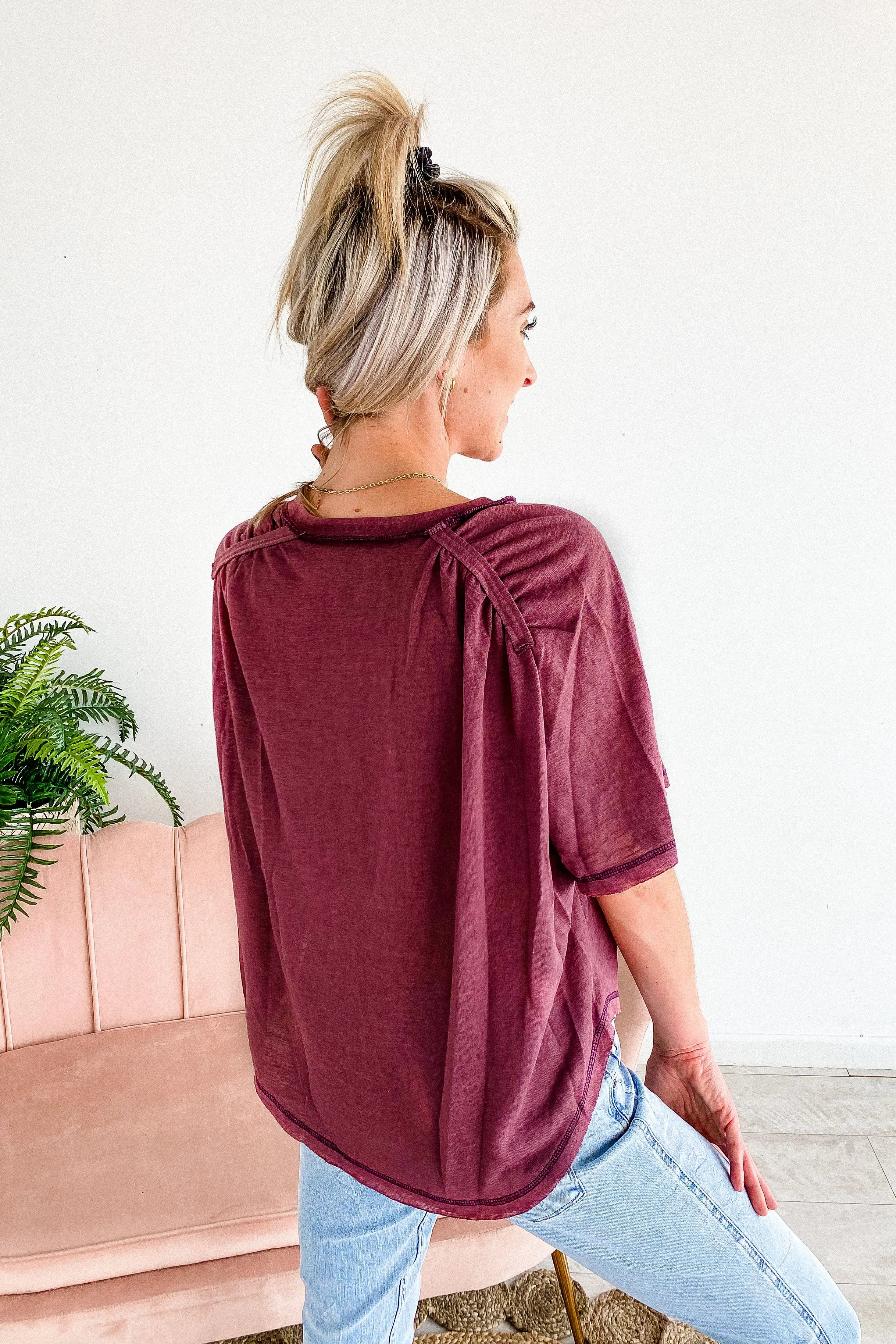 Camryn Berry Burnout Pocket Tee