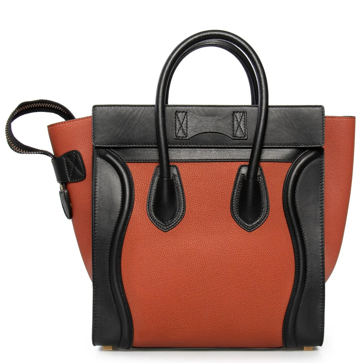 Celine Micro Luggage Leather Bag | Tri-Color Black w/ Gold Hardware