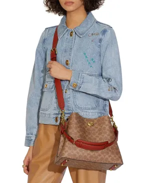 COACH Signature Coated Canvas Willow Shoulder Bag, Brown
