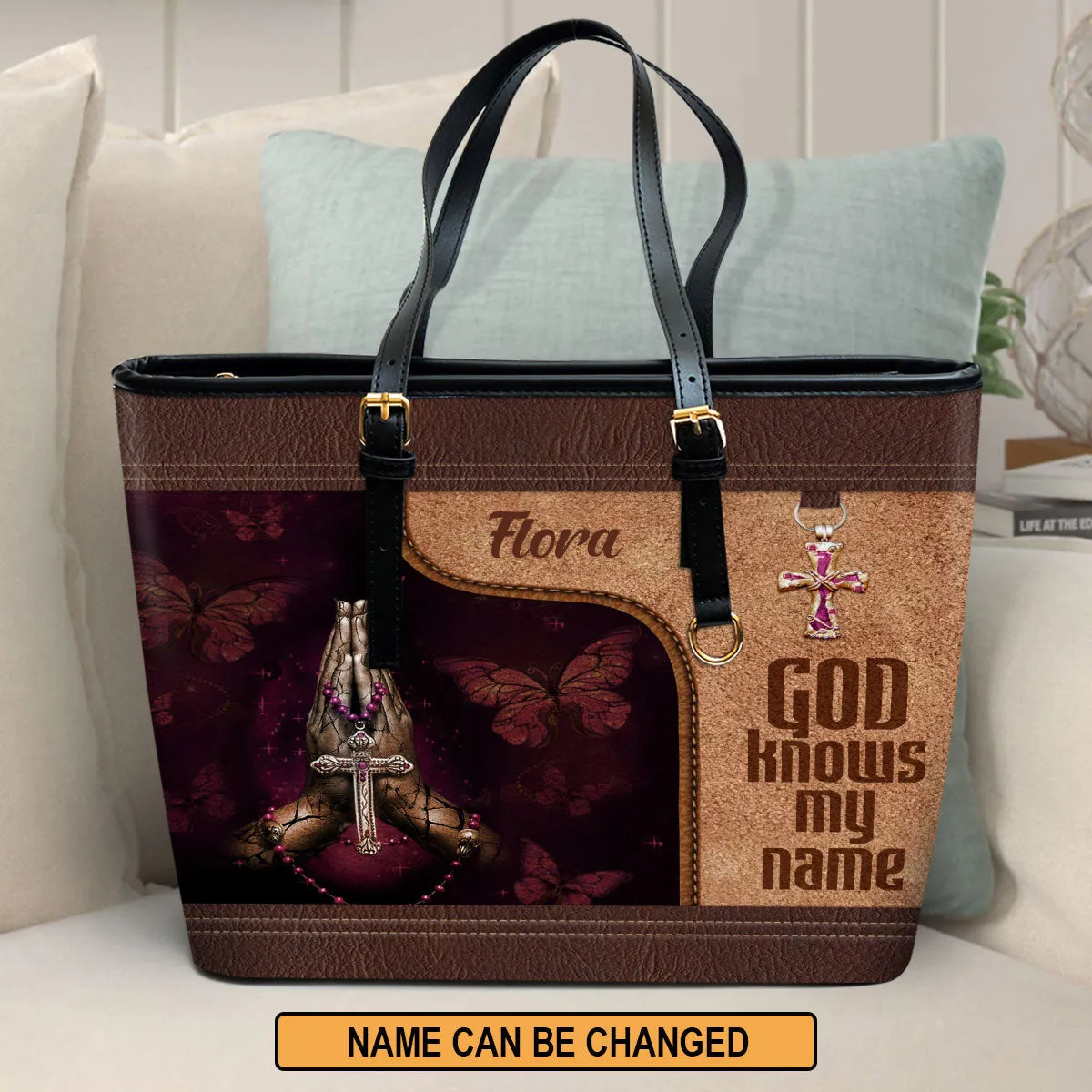 God Knows My Name Personalized Pu Leather Tote Bag For Women - Mom Gifts For Mothers Day