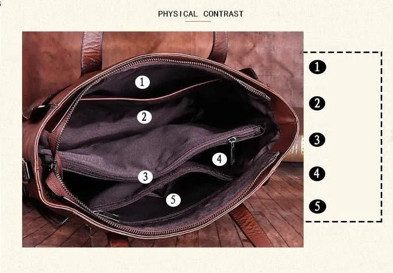 Handmade Embossed Tote Bag - Genuine Leather, Vintage Style, Landscape Pattern - Motaora H357 (Single Strap)
