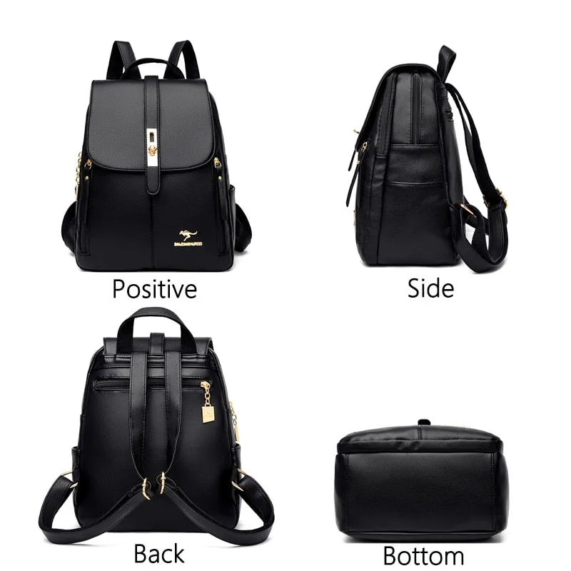 Large capacity women's backpack, high quality leather women's backpack